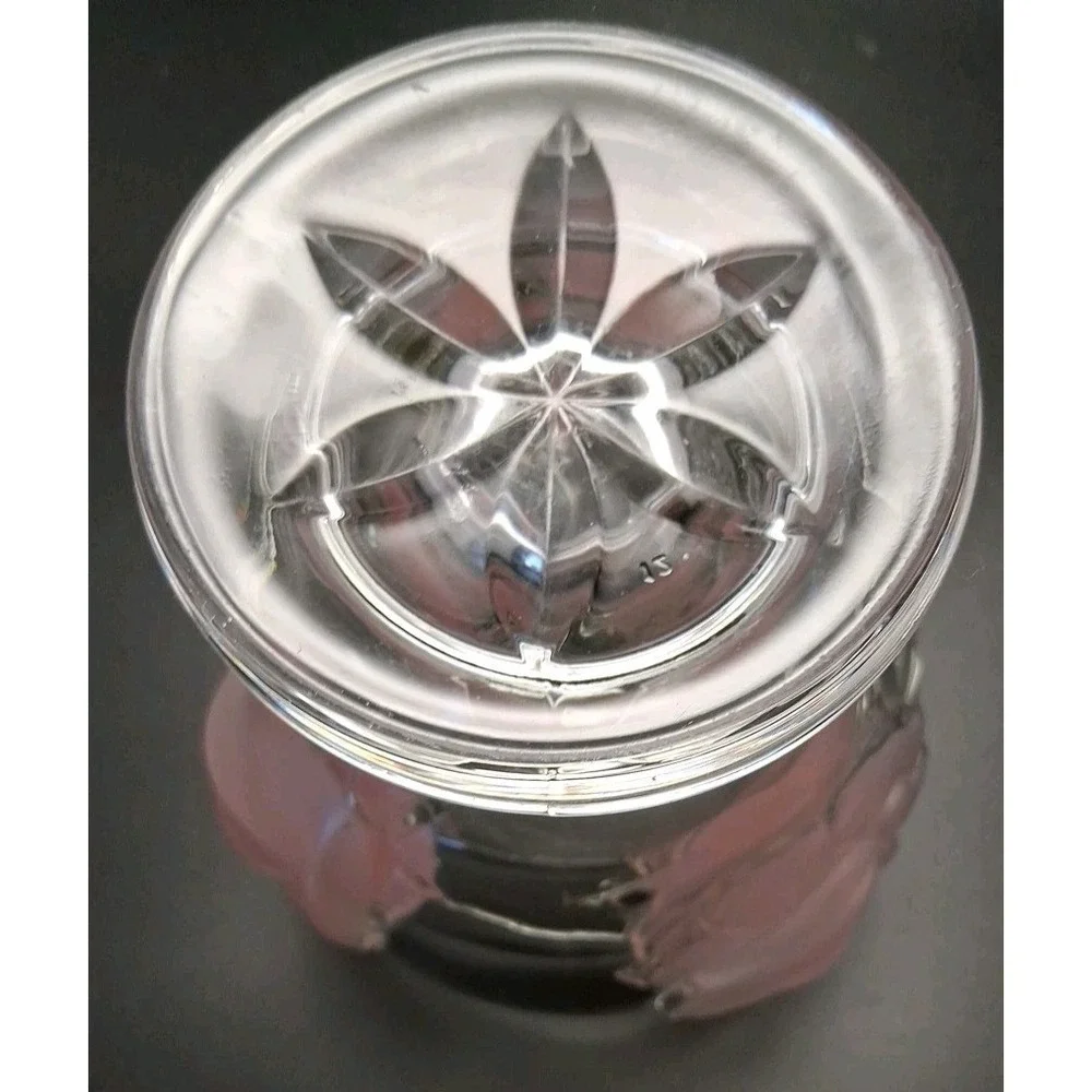 Vintage 1980s Made In France‎ Raised Pink Rose Heavy Crystal Vase